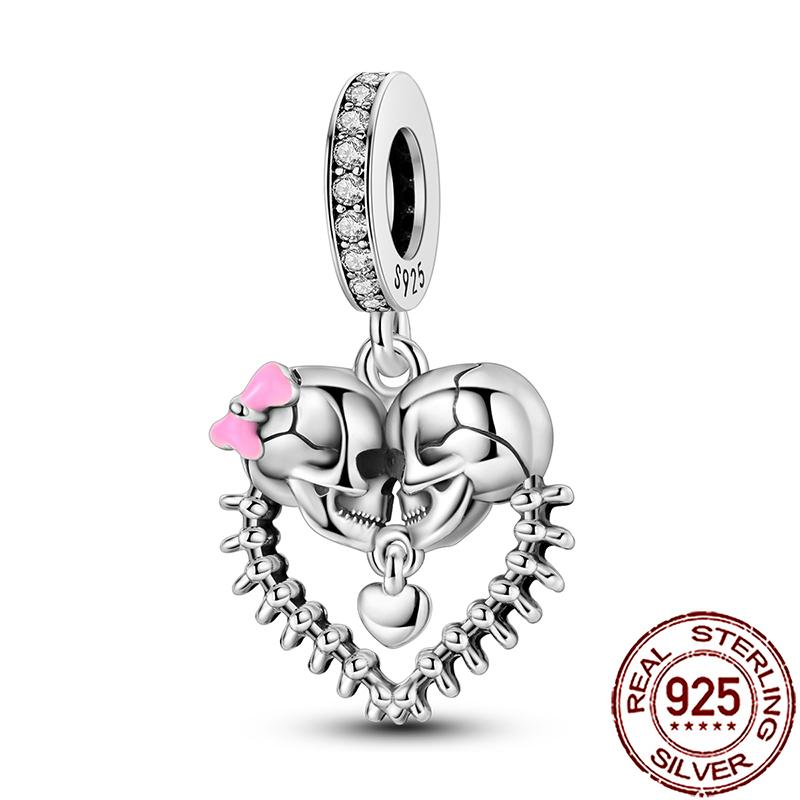 Gothic Charms Copper Pumpkin Calavera Colorida Beads Fit Snake Chain Bracelet Necklace Halloween Women Diy Jewelry