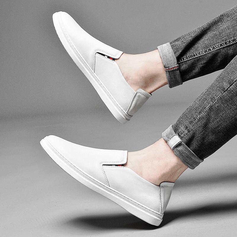 Marca di Moda Scarpe Casual da Uomo Vera Pelle Uomo Stringate Traspiranti Morbide Sneakers Bianche Casual Ballerine Scarpe da Uomo Scarpe Slip-On