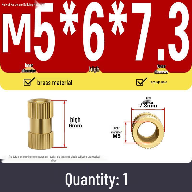 Zwei-Wege-Spritzguss Kupfer Rändelmuttereinsatz (M2-M8)
