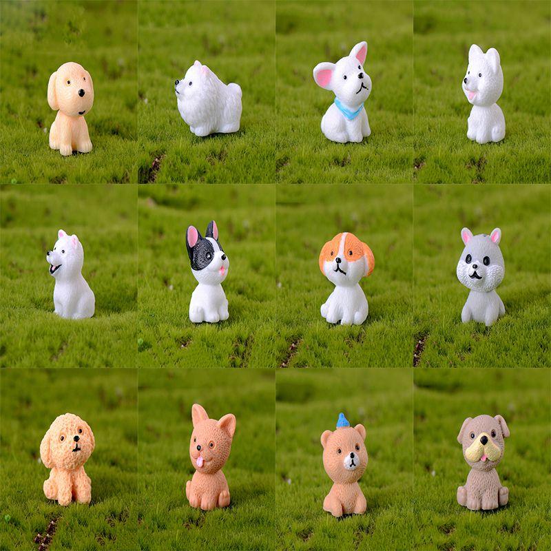 Cute Mini Resin Dog Dolls 12 Style Handicraft Ornaments Ideal For Micro Landscape Decor