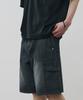 ALYSS Reverse Carpenter Bermuda Stripe Denim Pants [Black]
