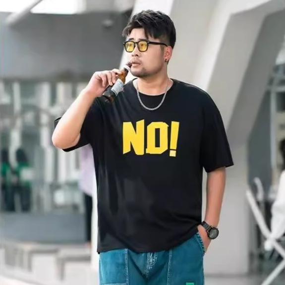 Letter Print Short-sleeved T-shirt Men's Summer Plus Size Men's Fashion T-shirt Niche Loose Versatile Half-sleeved Tops