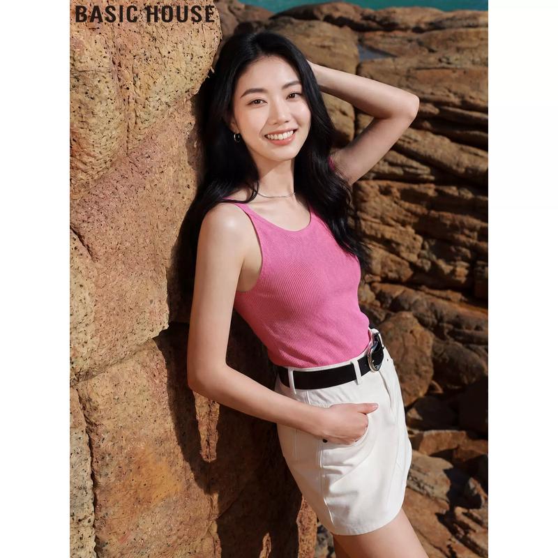 Basic House Resort Style Halter Knit Camisole Top S