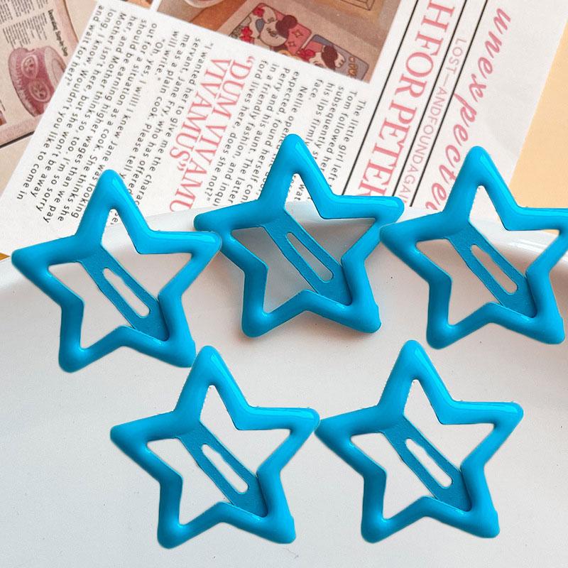 

5 шт./упак. Головной убор в виде конфеты со звездой для девочек, однотонные аксессуары для волос со звездой, милые заколки для волос, продвинутый головной убор принцессы, заколка для волос синий