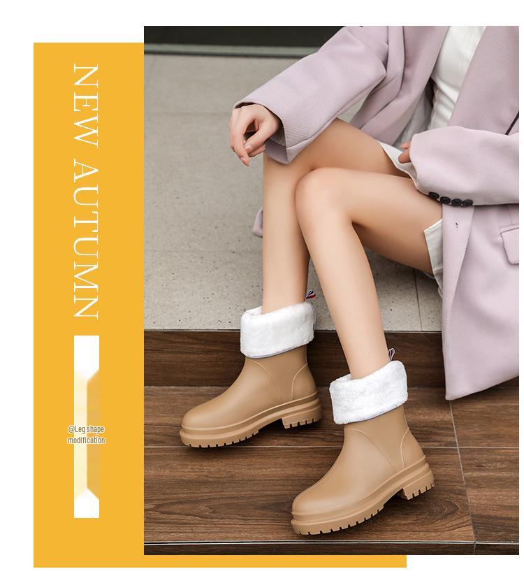 High-End Women's Mid-Calf Non-Slip Waterproof Rain Boots - Japanese Korean Style