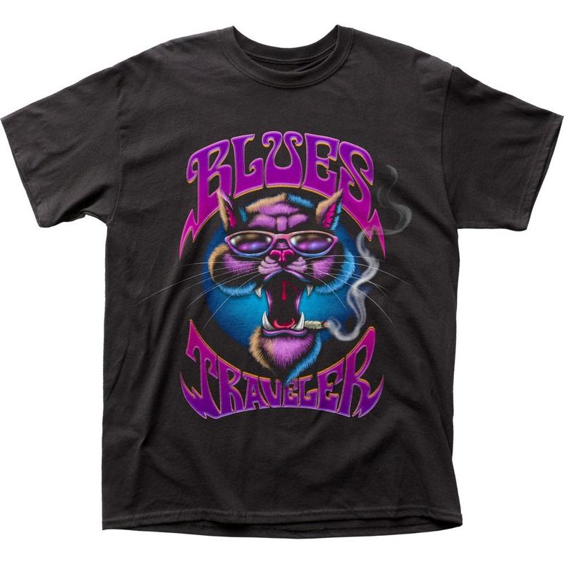 Blues Traveler Smokin Cat Unisex T-Shirt Music Classic Concert Rock Band Tee Black S