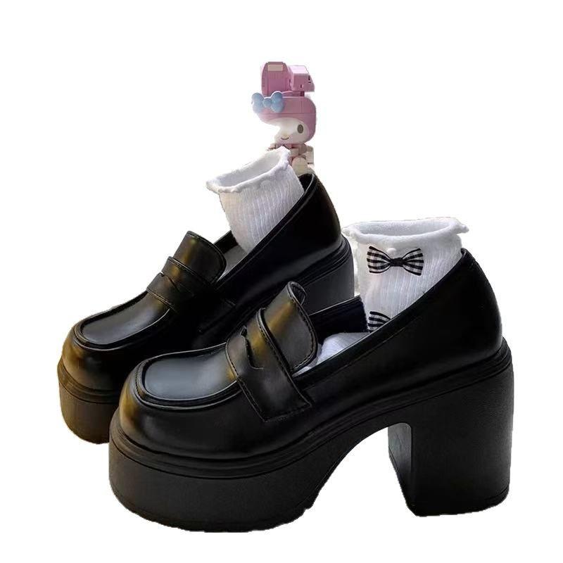 Mary Jane thick heel high heels small new heightened platform small leather shoes women