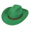 Unisex Western Cowboy Hat Wide Brim Roll‑Up Brim Double‑Top Felt Fedora Hat,10 Colors,Multiple Optional Detachable Hat Bands
