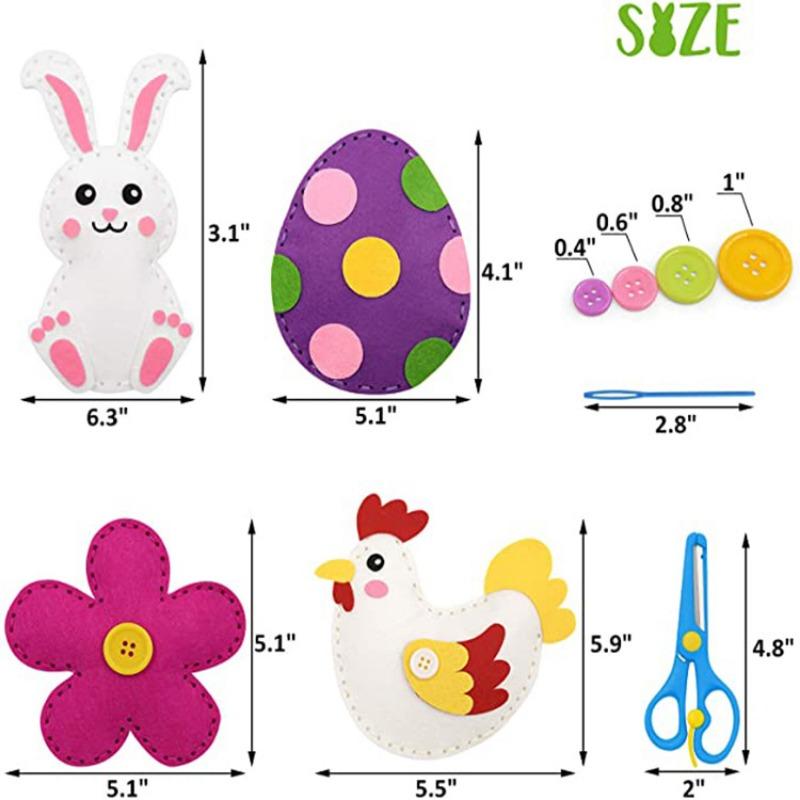 Children's Easter Felt Craft Sets Sewing Kits,Felt Sewing,Beginners Sewing Package Creative,Craft Set Made of Felt,Easter Eggs Easter Bunny