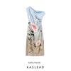 Kaslead New Arrival Women's Clothing Fashion Style Fashion Flowers Print Silk Satin Texture Dress 8828186