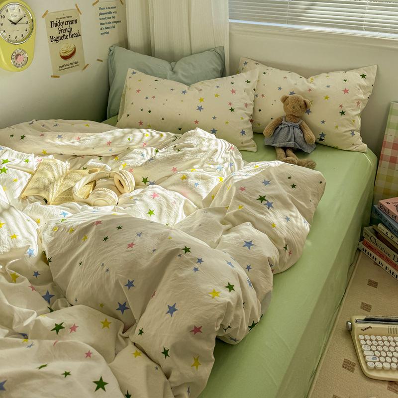 Pure Cotton Bedding Set Four-piece Set Skin-friendly Breathable and Comfortable Bed Sheet Quilt Cover Pillowcase