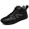 Men's High-Top Autumn Casual Leather Shoes - Genuine Leather, Soft Sole, Work Boots, Outdoor, Plus Velvet Cotton Lining