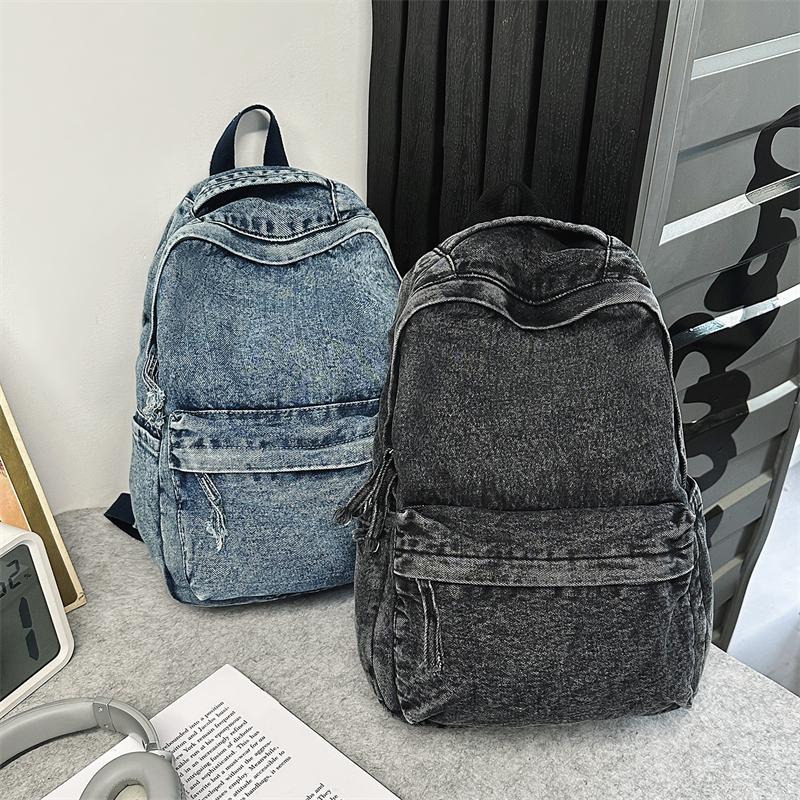 Retro džínový batoh s velkou kapacitou studentská školní taška
