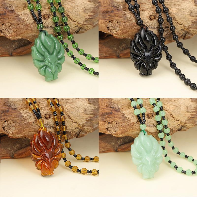 Fox Pendant Necklace Chinese Amulet Nine Tailed Fox Necklace Versatile Men'S And Women'S Long Sweater Chain Jewelry