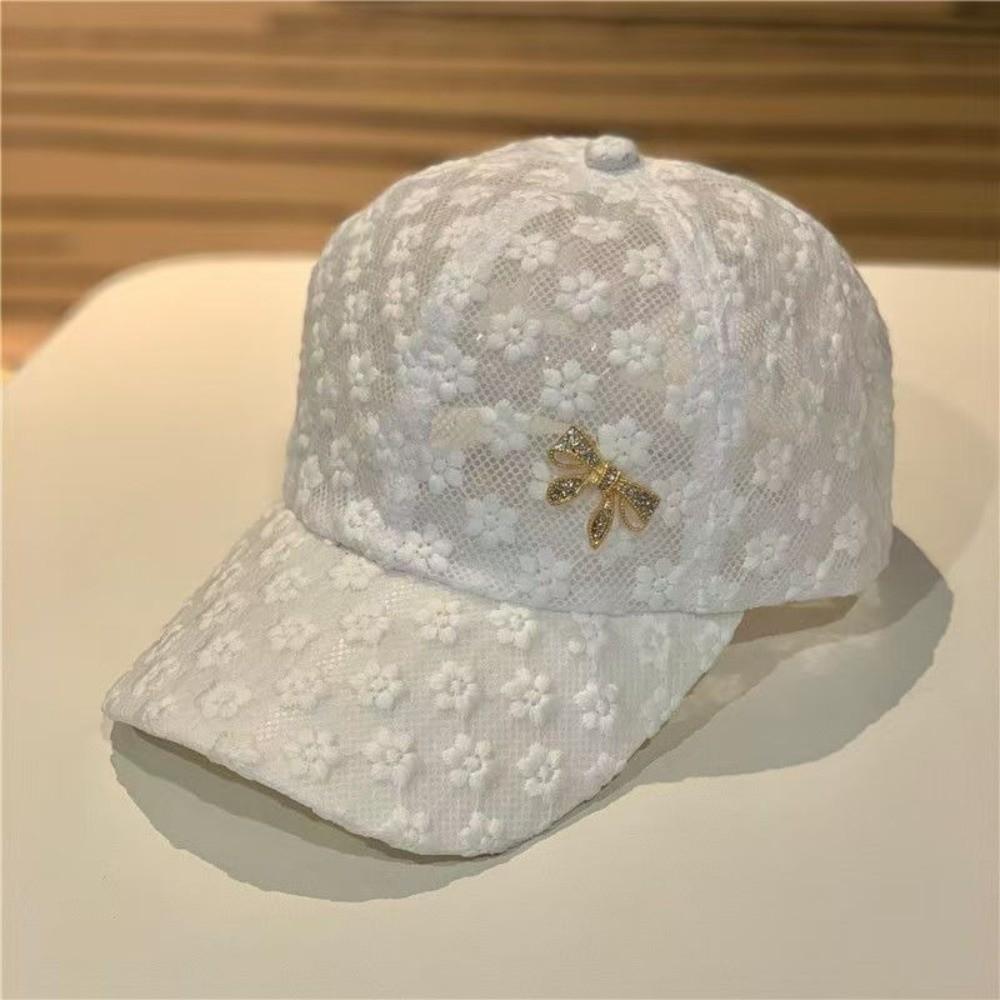 

Breathable Hip Hop Cap Lace Rhinestone Bow Peaked Cap Fashion Baseball Cap Outdoor Sports