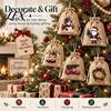 Small Fabric Gift Packaging Christmas Jute Burlap Bags, Drawstring Treat Candy Pouches Bag, Reusable Linen Pouch for Holiday Party Favors Decor
