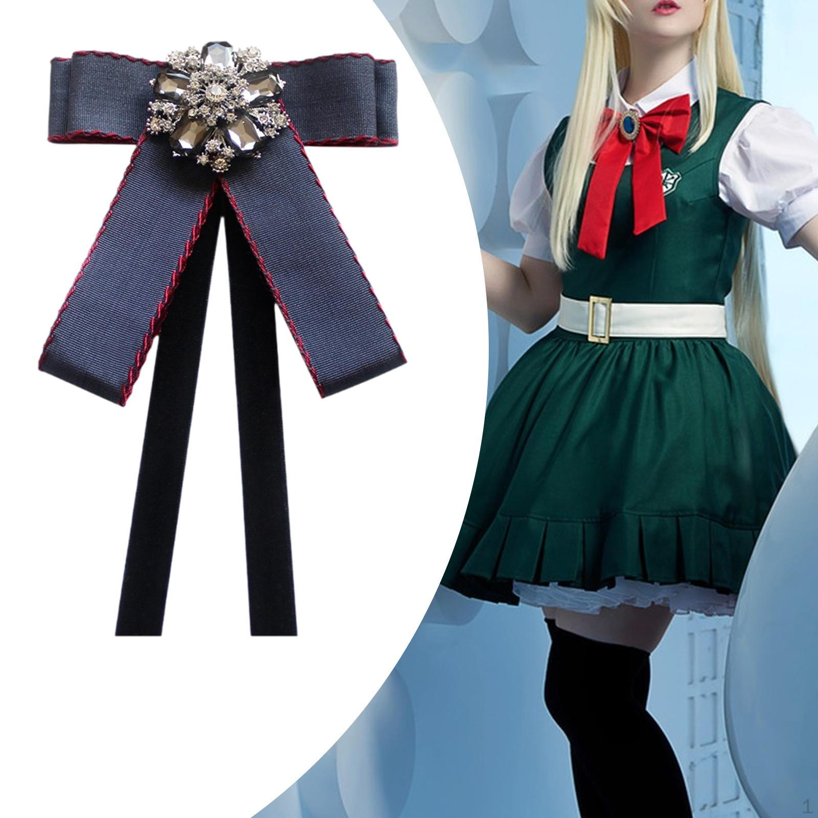 Галстук-бабочка Лента Брошь Бантик Женские Стразы Шея Украшение для Блузки Костюма Униформы тёмно-синий