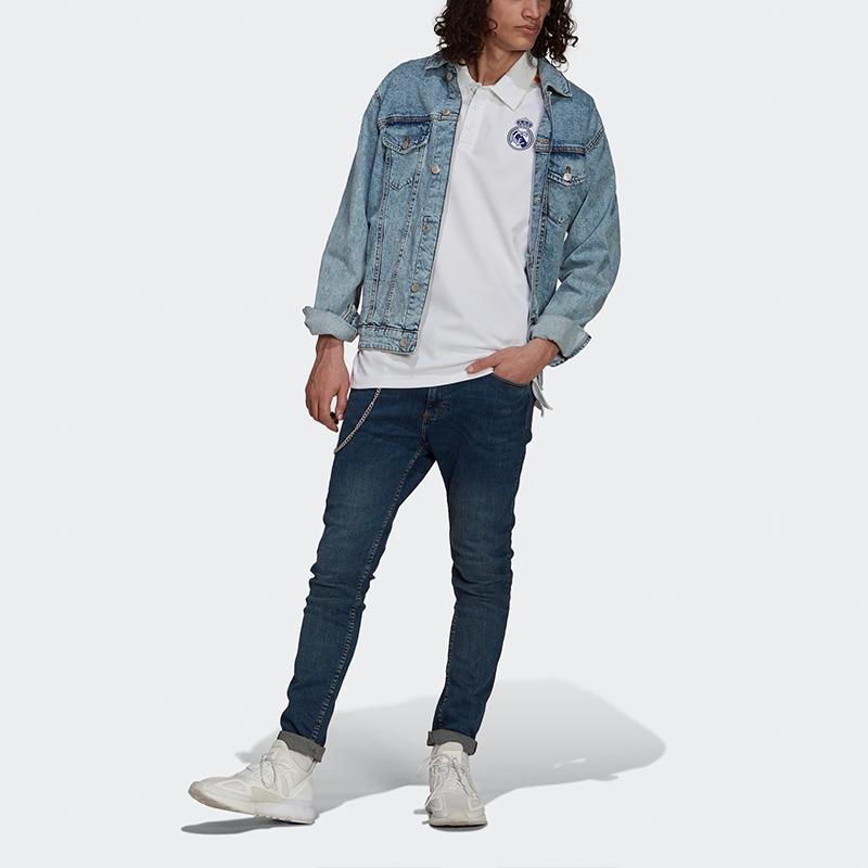 Adidas Real Madrid Season 21-22 Casual Football Short-Sleeve Polo Men Tops White GR4242