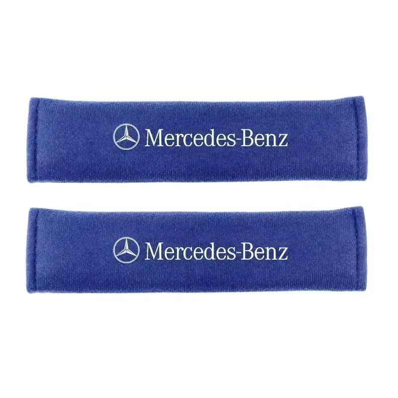 2Pcs Seat Belt Cover Car Styling Cotton Safety Shoulder Protector For Mercedes Benz AMG W203 W206 W220 W205 212 Auto Accessories