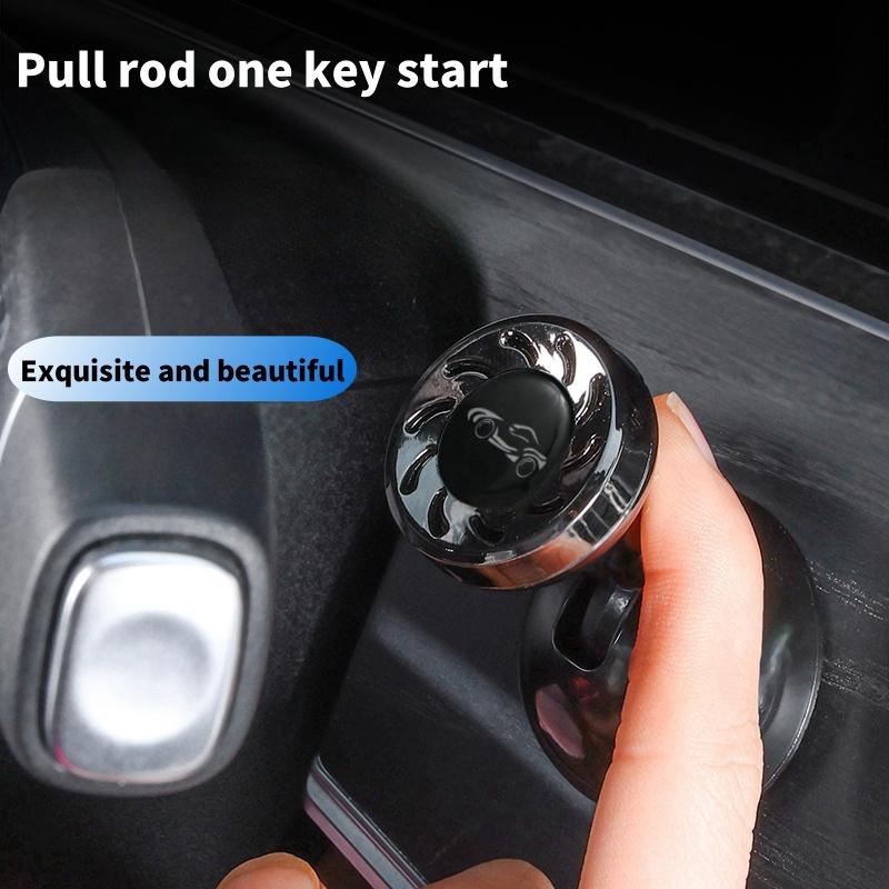 Car One Key Start Metal Button Cover One Key Start Control Rod, Engine Start/Stop Control Rod Decorative Accessories