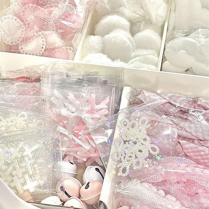 Handmade Pink & White Fluffy Wings Card Holder for DIY Journals & Decorations