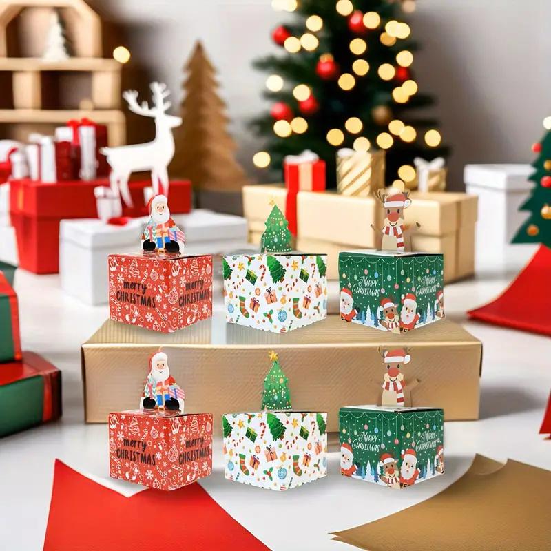 1-10PCS Christmas Gift Father Christmas Elk Christmas Tree Pattern Money Draw Surprise Box Festive Small Gifts Party Supplies