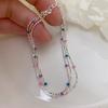 925 Silver Multicolour Bead Bracelet For Women Three Layers Geometry Drip Glaze Versatile Jewelry Dropship