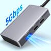 Compactly USB C Adapter 5 Port Expansion Dock with TF Card Reader USB3.0 for Laptop Smartphone Devices