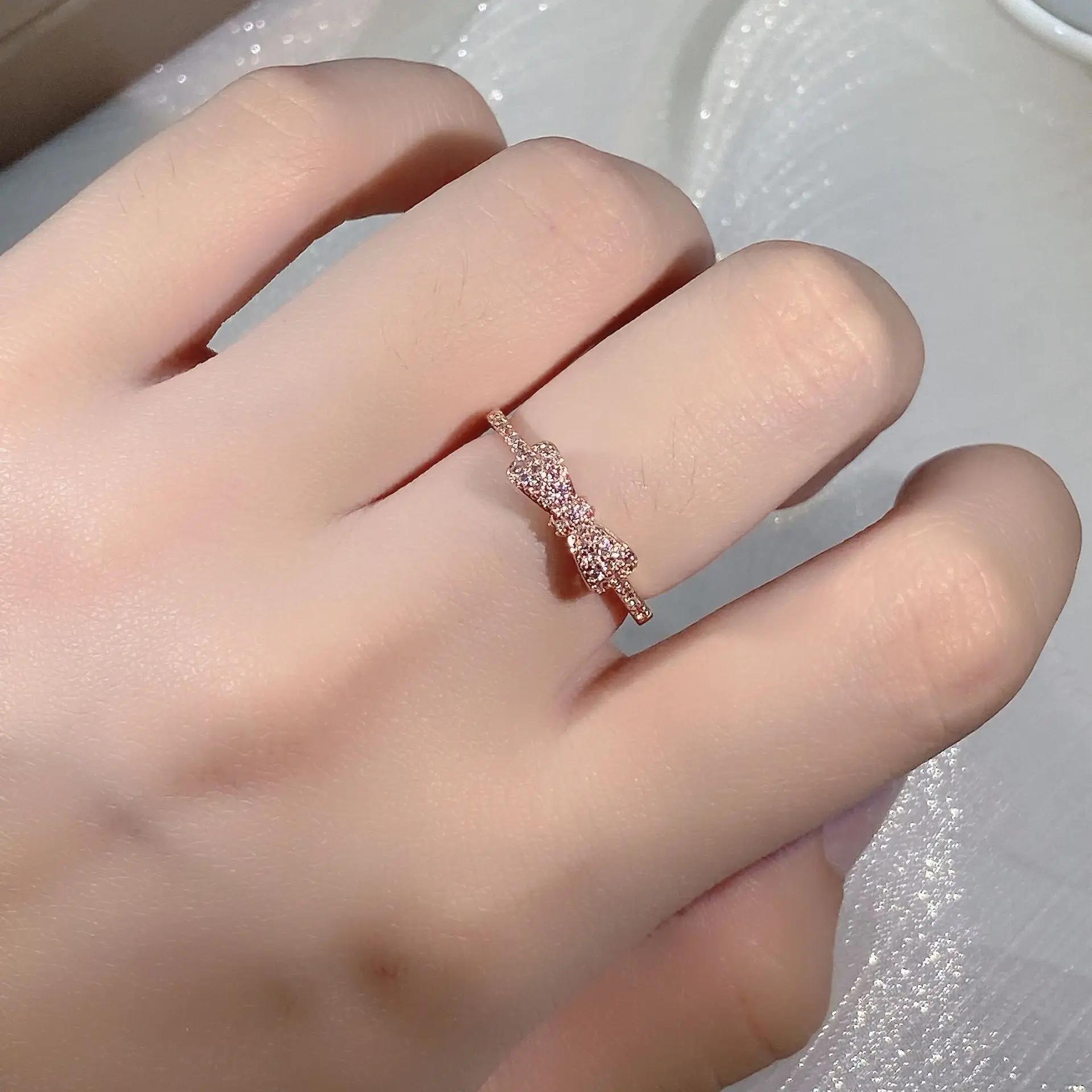 

Кольцо с бриллиантом из цельного розового золота 14 карат для женщин, обручальные кольца, обручальное кольцо из серебра 925 пробы, женская коробка с бантом