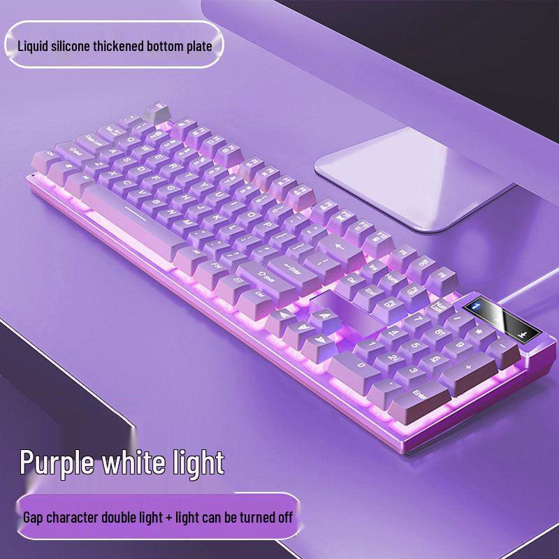 Blue & White Backlit Gaming Keyboard - Full Size Mechanical Feel, Wired USB