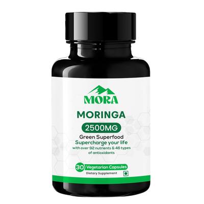 MORA Moringa Capsules - 5:1 Drumstick Leaf Extract | Moring Leaf Extract for Energy, Immunity, Digestion, Hair & Skin | 30 Vegan Lab-Tested Capsules