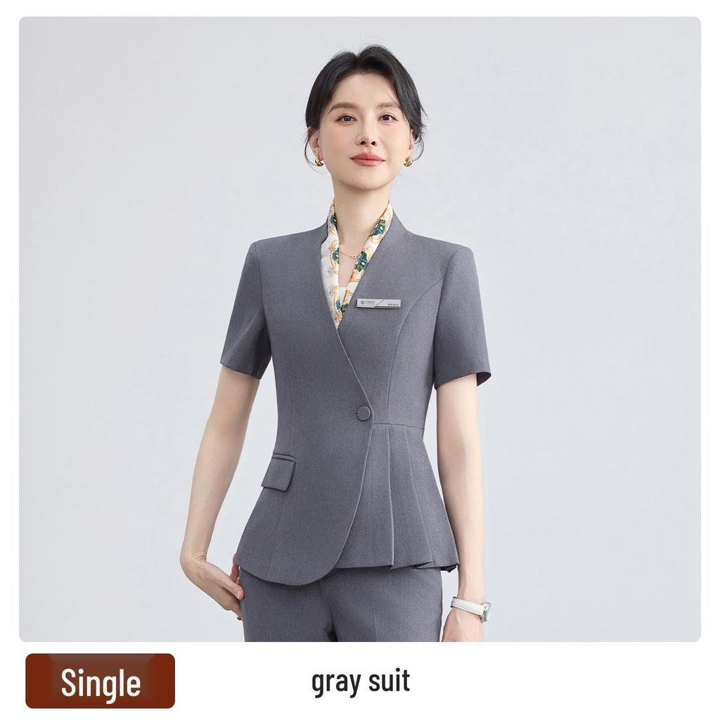 2026 Women's Summer Professional Suit: Short Sleeve Formal Fashion for Hotel Reception and Jewelry Store Workwear