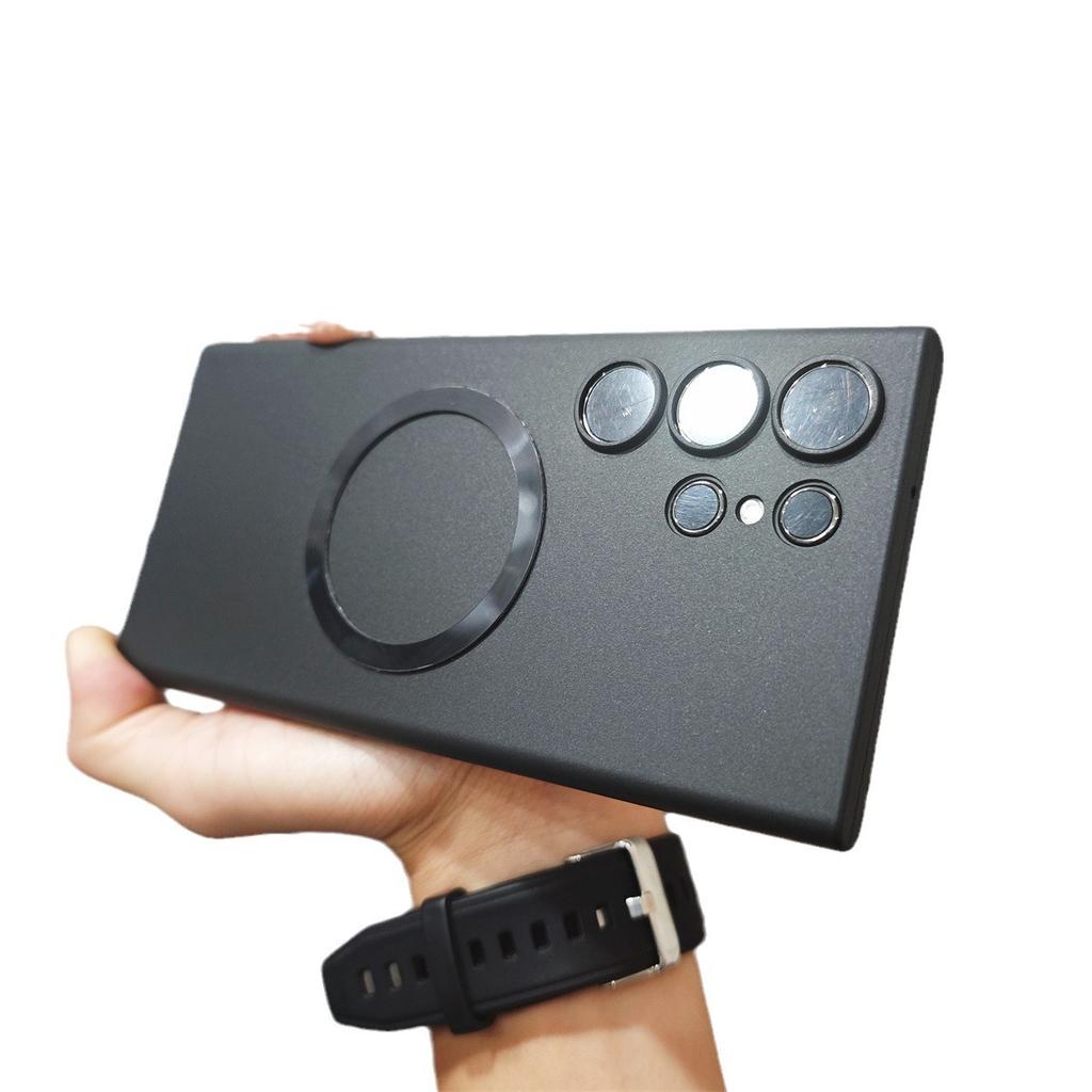 Minimalist Ultra Thin Laser Magnetic Suction Suitable for Samsung S24ultra Mobile Phone Case Galaxy S23 Transparent Matte Hard Case