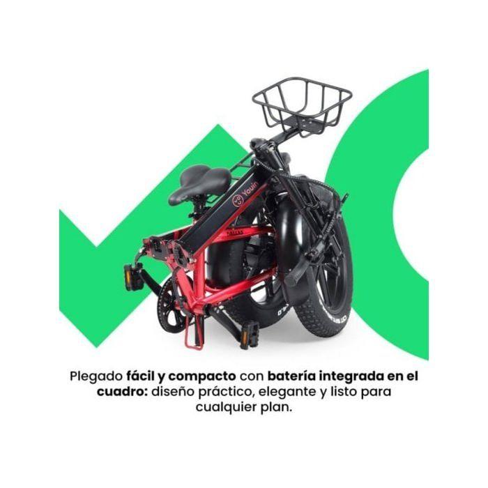 Bicicleta Eléctrica YOUIN Dallas BK1650 FAT Plegable 250W 52Nm 20" Suspensión Frenos Hidráulicos