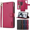 2-in-1 Magnetic Detachable Case for Samsung S25 Ultra, A17 Flip Cover with Card Slot and Lanyard, Leather Case A5655