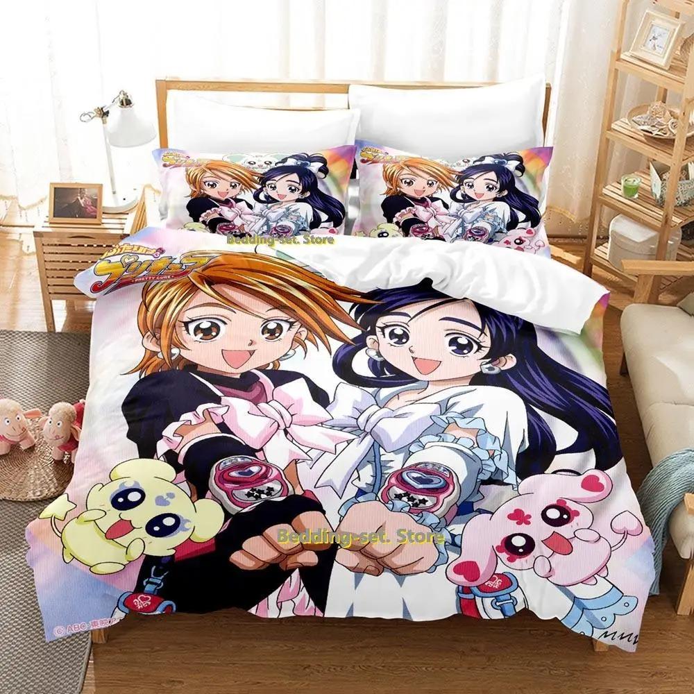Nuevo Juego de Ropa de Cama Pretty Cure Individual Twin Full Queen King Size Funda Nórdica de Anime para Decoración de Dormitorio de Adulto Niño