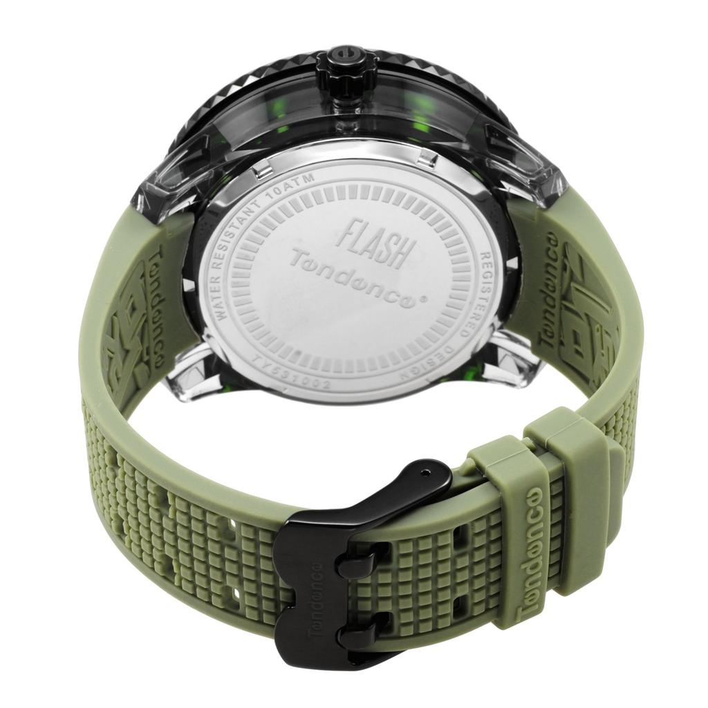 FLASH Black Mineral Limited Edition of 500 TY531002 Green [Tendence] Watch, Dial, Polycarbonate, Glass, Quartz, Pieces, 51mm, [Used]