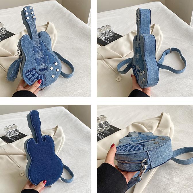 Modedesign Damentasche Umhängetasche New Spice Girl Personalisierte Denim Schulter Umhängetasche Kreative Gitarrentasche