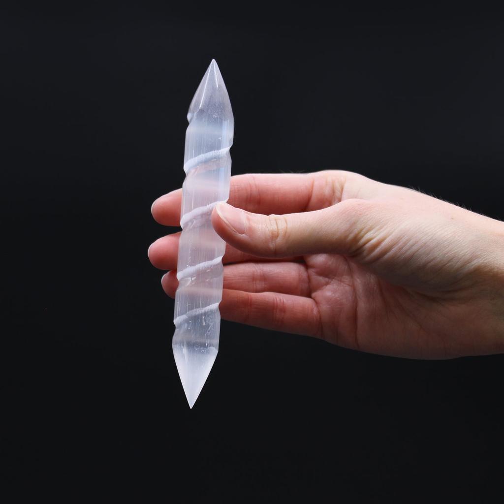 Selenite Wand Double Terminated Spiral 16 cm