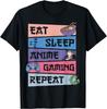 Eat Sleep Anime Gaming Repeat Kawaii Otaku Anime Unisexga  Custom Printed Graphic T Shirts Customizable Graphic Loose Soft TShirts