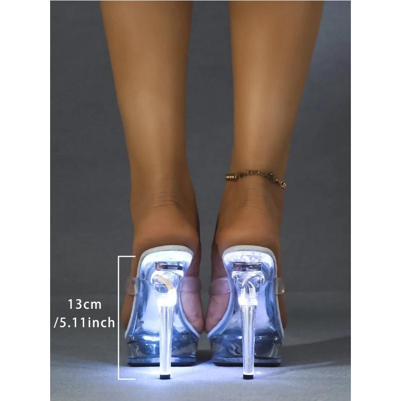 Eilyken Fashion PVC Transparent Crystal Women Slippers Sexy Stiletto Heels Nightclub Wedding Stripper Shoes Zapatos De Mujer
