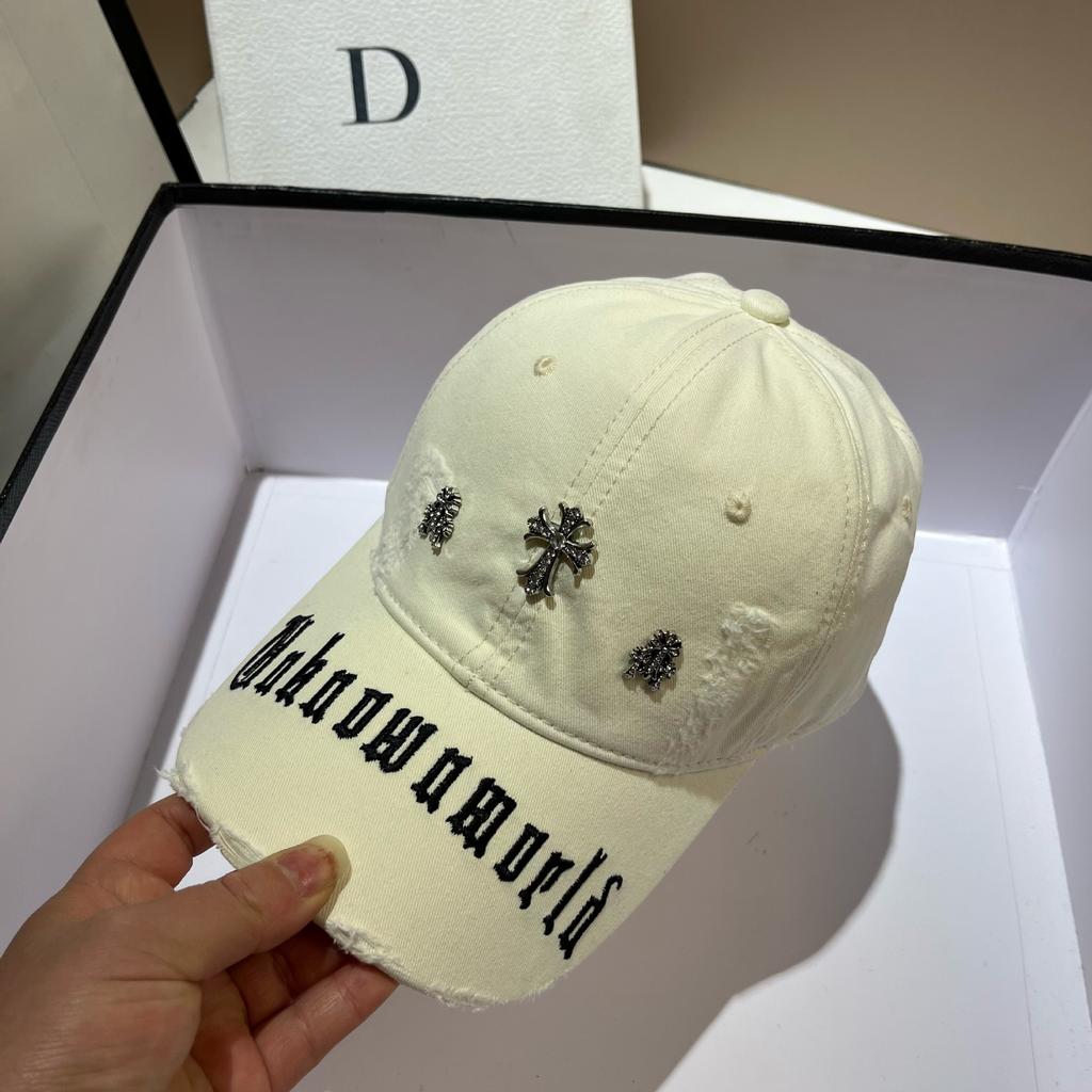 Cross Personality Washed Ripped Cap Street Versatile Punk Style Embroidery Alphabet Baseball Cap