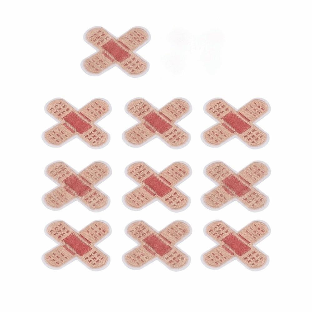 10pcs Brown Iron On Patch Bandage Design Applique Patch Funny Embroidered Patch  For Clothing Repair