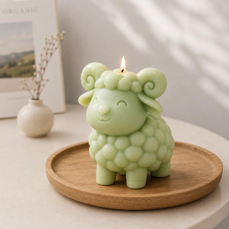 Cute Sheep Silicone Candle Mold Temperature Resistant for Soap Candle Epoxy Resin Chocolate Baking Home DIY Craft Supplies