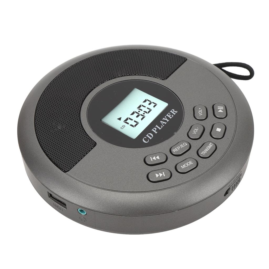 Portable CD Player USB BT Dual Speaker Rechargeable Disc Player for Home Car Travel Outdoor