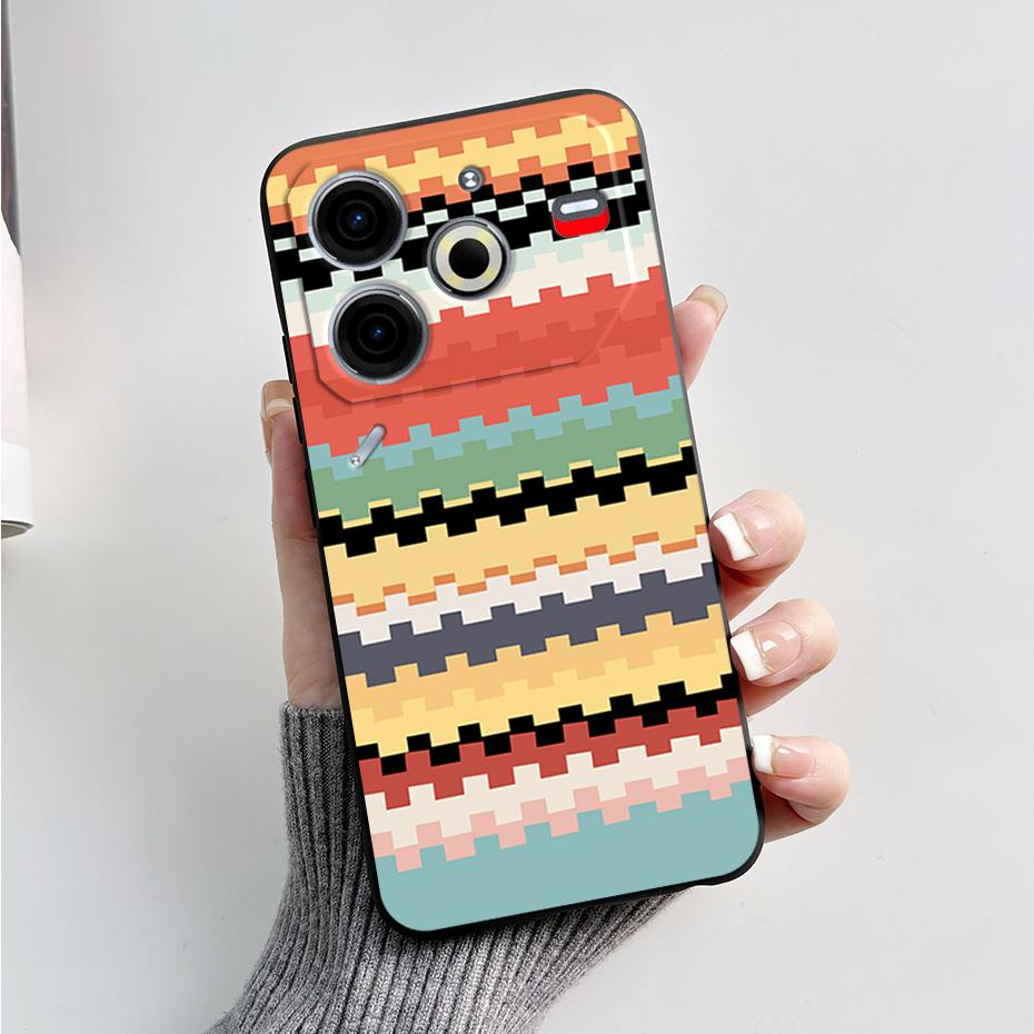 6.78" For Tecno Pova 6 Neo Case Pova6 Neo Back Cover Stylish Pattern Black Silicone Soft Phone Cases For Tecno Pova 6 Neo Fundas