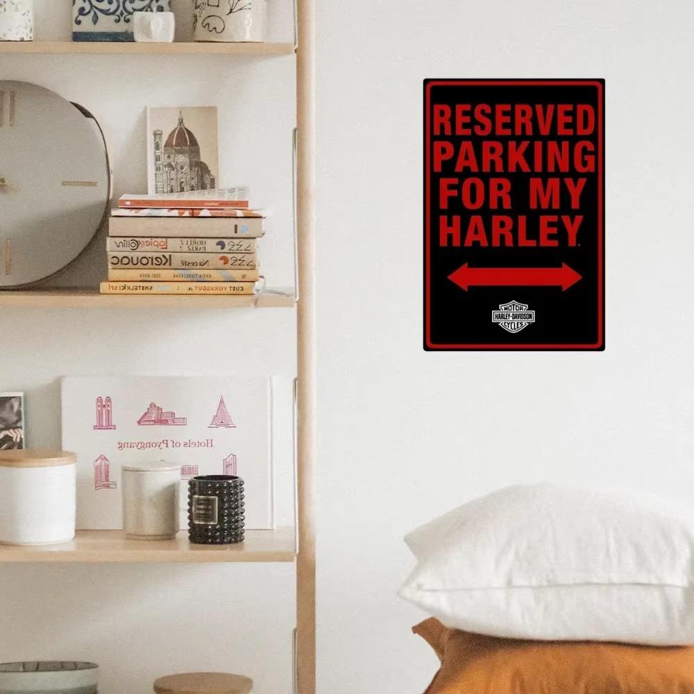 H-D Embossed Parking for My Harley Vintage Metal Sign Retro Motorcycle Parking Sign Wall Art Decor for Garage Wall Decoration