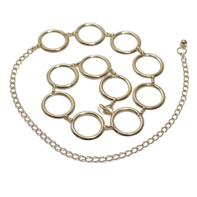 Meier Metal waist chain sexyeasiest for match body chain stylish large ring light body thin belt 110cm золотой