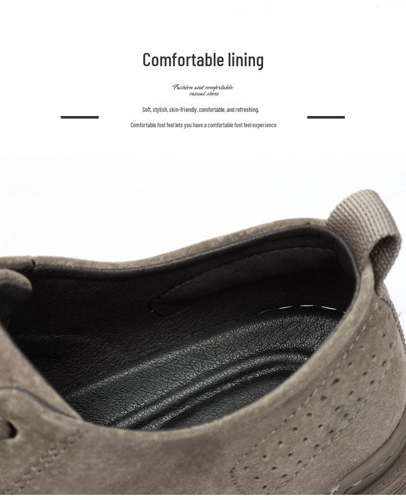 Men's European-Style Casual Round Toe Leather Shoes, Versatile Outdoor Low-Top Design