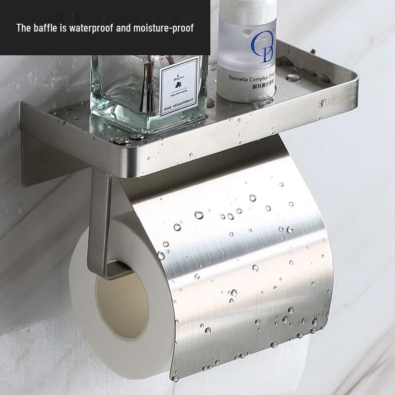 304 Stainless Steel Toilet Paper Holder with Phone Shelf